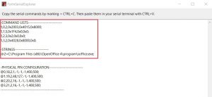 Programming USB module - command list and string in the FormSerialExplorer